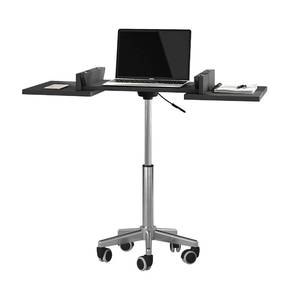 lot 7409 image: Techni Mobili Rolling Laptop Stand with Extendable Panels, Adjustable Height Customizable Ergonomic Mobile Workstation, Podium, Rolling Laptop Desk or Cart, Graphite