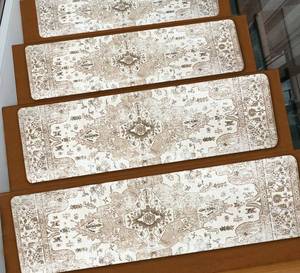 lot 7415 image: SmoBea Stair Treads for Wooden Steps of 15, Non-Slip Carpet Stair Treads 30X8in, Super Non Slip Reusable Staircase Step Treads, Rubber Safety Mats for Dogs, Children and Seniors (Beige)in
