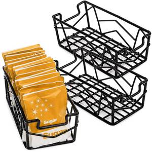 lot 8091 image: yarlung 3 Pack Sugar Packet Basket, Small Sugar Packet Holder 4.9 x 2.4in x 1.8in, Iron Wire Tea Bag Caddy Sweetener Packet Holder for Coffee Bar, Coffee Station Organizer, Blackin