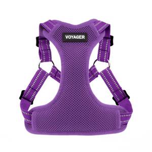 lot 8100 image: Best Pet Supplies Voyager Mesh Dog Breathable Harness Reflective Stitching, All Weather Adjustable for Walking Training, or Running - Heavy Duty and Durable, Harness (Purple), XS