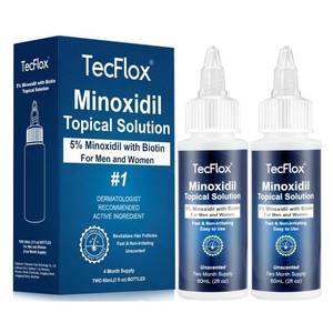 lot 8114 image: TecFlox 5percent Minoxidil with Biotin for Men and Women, Beard Growth Oil, Hair Growth Serum, Unisex, 2-Pack, Total 4 fl oz for 4 Months