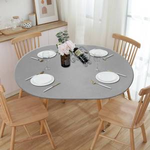 lot 8159 image: NLMUVW Oval Fitted Vinyl Tablecloth with Elastic Edge 100percent Waterproof Oil Proof Super Elastic Table Cloth Wipe Clean Table Cover for Indoor and Outdoor, 42- 65in, Greyin