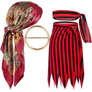 lot 8170 image: Canitor Pirate Costme Accessories Women Skirt Dress Head Scarf Set for Medieval Renaissance Fair Cosplay Halloween Party