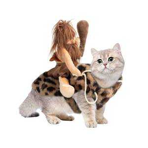 lot 8189 image: DELIFUR Dog Halloween Costume Funny Dog Cowboy Riding Costume Pet Costume Cat Suit Cowboy Rider Style for Small Medium Large Dogs (Primitive Man, X-Small)