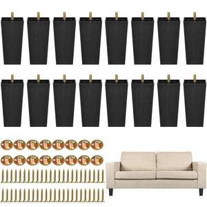 lot 9346 image: TURSTIN Furniture Legs Plastic Sofa Couch Legs Square Tapered Feet Sofa Legs with M8 T-Nuts Screws for Legs Sofas Chairs Cabinets Dressers Beds, Black (16, 5.7 Inches)