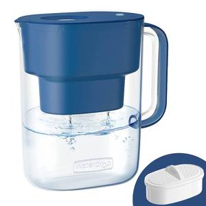 lot 9353 image: Waterdrop Water Filter Pitcher with 1 Filter, 200-Gallon Long-Life, 10-Cup Large Water Filter Pitcher, NSF Certified, 5X Times Lifetime, Reduces PFOAPFOS, Chlorine, Classic Blue