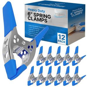 lot 9362 image: Lot of 12-6 inch Spring Clamp Large Super Heavy Duty Spring Metal Blue - 2.5 inch Jaw openingin