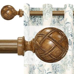 lot 9375 image: Wood Curtain Rods for windows 84 to 120 Inch(7-10ft) 1 Inch Adjustable Heavy Duty Curtain Rod,Netted Wood Grain Window Curtains Rods for Farmhouse,Living room, bedroom, kitchen