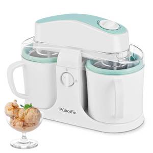 lot 9380 image: Timer Works Paddles Do Not Move Pukomc Ice Cream Maker Machine for Home Use, with Two Ice Cream Bowls,Simple Operation and Easy to Clean,White Green