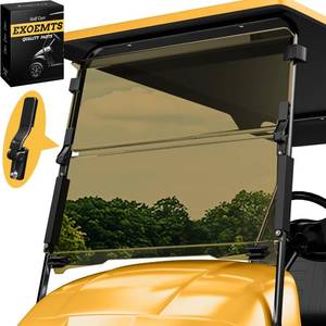 lot 9389 image: EXOEMTS Golf Cart Windshield for EZGO TXT 1995-2013, 40.7W X 28.3inH, 316in Thick PC, Fordable Tinted Windscreen with Heavy Duty Hinge and clip kit, Anti-UV and Impact Resistance, Easy to Install and Ruggedin