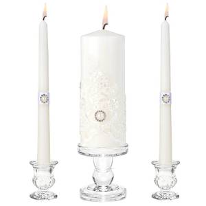 lot 9398 image: Unity Candles with Glass Candle Holder for Wedding Ceremony - Unity Candle Set Wedding Candles for Ceremony, Unity Ideas for Religious Anniversary Newlyweds Unity Candle Gifts
