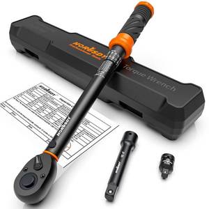 lot 9401 image: HORUSDY 12-Inch Drive Click Torque Wrench Set � 10�170 ft-lb  13.6�230.5 Nm, �3percent Precision, Dual Scale, 72-Tooth Reversible Head with 5 Extension and Adapter for Car, Tire, and Motorcycle Usein