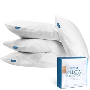 lot 10402 image: King Pillow Protector Waterproof with Zipper 4 Pack, 20x36 inch King Size Pillow Protector, Pillow Covers Encasement Pillow Case White
