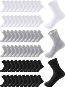 lot 10410 image: Tarpop 150 Pairs Mens Socks in Bulk Pack Unisex Socks Adult for Homeless Sports Ankle Moisture Wicking for Men Women(Black White Gray,Size 10-13,Stylish)