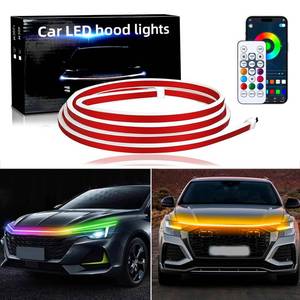 lot 10411 image: JMTBNO 94 Inch Car Hood Lights Strip, Universal Multicolor Exterior Dynamic Car LED Hood Light with Fuse Flexible and Waterproof Daytime Running Light Strip for Cars SUVs Trucks Pickup