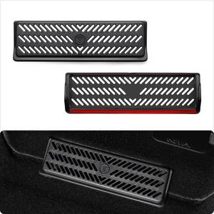 lot 10416 image: BASENOR Backseat Air Vent Cover for Tesla Model Y 2020-2024, 2 Pack Under Seat Floor Vent Grille Protector, Rear Air Flow Outlet Guard, Anti-Clogging Proprietary Design Model Y Interior Accessories