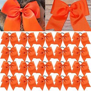 lot 10422 image: CEELGON Large Cheer Bows Orange Ponytail Holder Girls Elastic Hair Ties 8 20PCS Hair Accessories for Teens Women Girls Softball Competition Sports Cheerleadersin