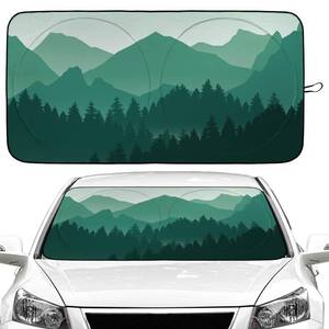 lot 10432 image: Mountains and Forest Car Windshield Sun Shade Foldable Sunshade Front Window Cover Sun Visor Protector Accessories (59x27.5 inches)