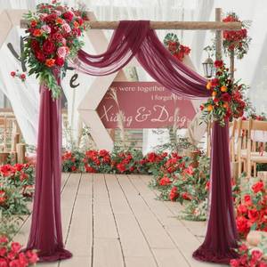 lot 10436 image: gogoparti Wedding Arch Draping Fabric Burgundy Arch Drapes Sheer Backdrop Curtain for Ceremony Parties Photo Booths Weddings Decor 19Ft Length x 28 Width 1 Panelin
