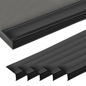 lot 10443 image: Antrader Stair Edge Protector Rubber,Vinyl Rubber Stair Edge Anti-Slip Strips,5Pcs Stair Nosing Vinyl Stair Nose Rubber Stair Edging Self Adhesive Staircase Step Edge Protector Stair Edge Trim,Black