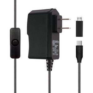 lot 10459 image: 5V 3A 2.5A Power Supply Adapter for Pi 4n Pi 3, Pi 2, Model B, Pi Zero, USB Type-C Micro with OnOff Switch Cable Cord