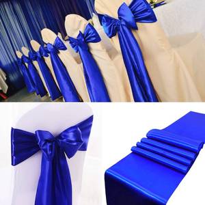 lot 10467 image: 100 PCS Satin Chair Sashes Decorative Bow Satin Chair Sashes Ties Back Ribbon Bows Chairs Cover Band for Wedding Party Ceremony Reception Events Banquet Restaurant Kitchen Decor(7X108inch,Royal Blue)