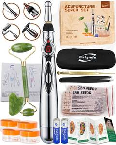 lot 10468 image: Acupuncture Super Set 5-Head Electronic Acupuncture Pen  Gua Sha Tool  Ear Seeds  Retractable Acupuncture Pen  4 x Extra Massaging Gel  TweezersChartBatteries (Acupuncture Set(with A new bag))