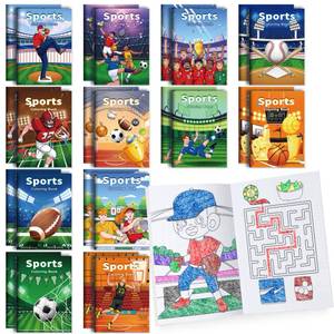 lot 10480 image: BenLouis 24 Pcs Sports Mini Coloring Books Kids Football Basketball Soccer Baseball Party Favors Small Activity Books Bulk for Kids Sports Birthday Goodie Bags Stuffers Return Gifts Classroom Travel