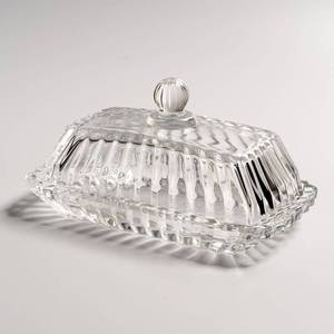 lot 10491 image: Clear Glass Butter Dish with Lid, Covered Butter Stick Holder Tray, Crystal Glass Butter Storage Container for Fridge Countertop