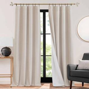 lot 11254 image: RYB HOME 3 in 1 Soundproof - Blackout - Insulation Linen Curtains, Noise Blocker Energy Saving Curtains for Bedroom Living Room Kids Nursery Studio Home Office, Taupe, W52 x L84 in, 2 Panels