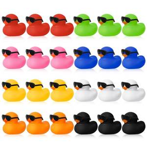 lot 12365 image: Hoemwarm 24 Set Mini Rubber Ducks with Sunglasses, Tiny Bath Rubber Ducks Bulk for Car Dashboard Decorations Cruise Birthday Party Favors (Multicolor)