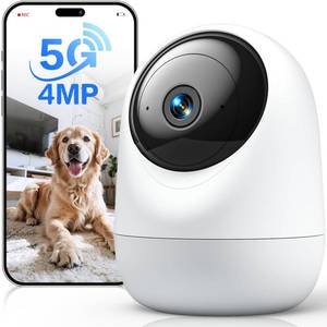 lot 12370 image: Indoor Camera 5G WiFi Pan Tilt 2.5K 4MP Support up to 256GB SD Card (Not Included) Plug-in Pet Camera with Speaker for DogCat Baby Monitor with Phone App, Motion Tracking, Compatible with Alexa