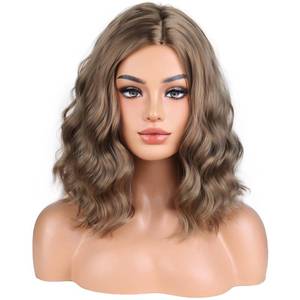 lot 12371 image: BERON Ash Blonde Side Part Short Curly Wave Wig for Women Girls Blond Shoulder Length Wavy Heat Resistant Synthetic Wigs Cosplay Party or Daily Use