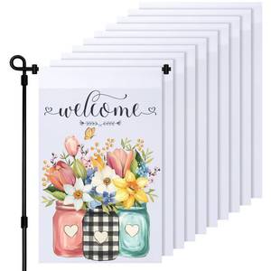 lot 12373 image: HFKPJRT 10 Pcs Sublimation Garden Flags, Sublimation Flags Blank 12 x 18 Inch, Polyester Banners Outside for Heat Transfer Vinyl, DIY Lawn Decorative Flags for Holiday Festival Decoration, White
