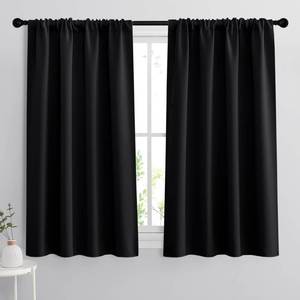 lot 12391 image: RYB HOME Black Curtain Panels for Nursery Soft Solid Energy Saving Drapes Window Treatments Insulated Panels Sunlights Block Privacy Protect for Bedroom Kitchen, 42 in x 54 in, Black, 2 Pcs