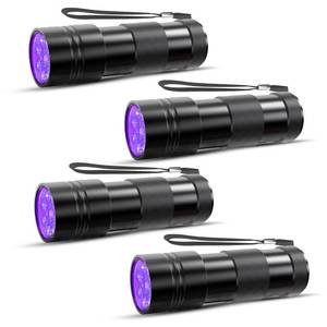 lot 12412 image: COSOOS 4 Pack Blacklight Flashlights, 395nm UV Handheld Black Light Flashlight, 12LED Mini Portable Pet Urine Detector for Dog Cat Urine, Scorpions, Dry Stains, Bed Bugs