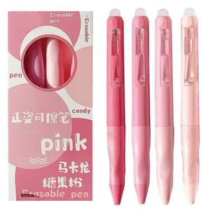 lot 12414 image: MOZXIRZ 4 Pcs Cute Erasable Gel Pens Pink Retractable Erasable Pens 0.5mm Black Ink Smooth Writing Pen Aesthetic Pens for Women Girls Boys Men Office School Supplies (Pink-Black Ink)