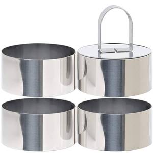 lot 12416 image: HULISEN Round Cake Ring Mold, Stainless Steel 3� Cooking Crumpet Rings with 1 Pusher and 4 Food Form, Tuna Tartare Mold for Pancake, Salad, Mousse