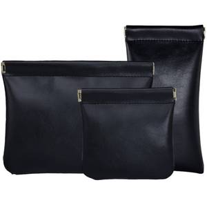 lot 12424 image: Hapforever 3PCS Pouchic Snap Closure Pouches, Pu Leather Small Makeup Bag for Purse Mini Cosmetic Bags for Travel Makeup Pouch Purse for Women Three Sizes Coin Purse Organizer Storage Pouch(Black)