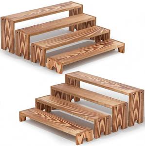 lot 13624 image: 14 Inch Large Wooden Tiered Riser Display Stands, 2 Set Stackable Wooden Cupcake Stand Dessert Table Display Set,Tiered Shelf Organizer,Display Stands Shelf,Vendor Booth Display Items for Vendor Events