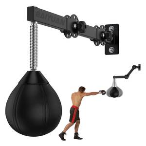 lot 13634 image: Speed Bag Wall Mount Height Adjustable and Fold Speed Bags Wall Bracket Boxing Reflex Ball, Boxing Bag as Adults Teens and Kids, Fits Home Gym Workout, Black (Speedbag Size 7 x 8in)in