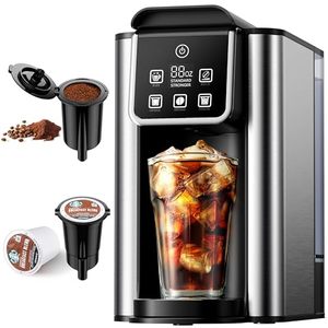 lot 13638 image: KIDISLE Hot and Iced Coffee Maker with Bold Setting, Single Serve Coffee Maker for K Cup and Grounds, 6-14 Oz Brew Sizes, 50 Oz Removable Water Tank, One Cup Coffee Machine with Reusable Filter, Black