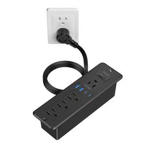 lot 14002 image: 65W USB C Recessed Power Strip, Flush Mount Desktop Recessed Outlet with 4AC and 2 PD GaN USB C and 2 USB-A Ports, Furniture Hidden Drawer Fast Charging Station for Home Office