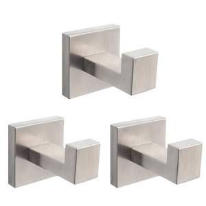 lot 14004 image: NearMoon Bath Towel Hooks -SUS304 Stainless Steel Square Clothes Robe Hooks Hanger, Heavy Duty Coat Hooks for Bathroom Livingroom Hotel Kitchen Garage, Wall Mounted - 3 Pack (Brushed Nickel)