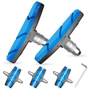 lot 14010 image: Alritz Bike Brake Pads Set, 6 PCS Road Mountain Bicycle V-Brake Blocks Shoes with Hex Nut and Shims, No Noise No Skid, 70mm, for Front and Back Wheel (Blue)