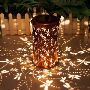 lot 14017 image: Christmas Gifts For women,Solar Lanterns Outdoor Hanging Lantern Lights, Dragonfly Hollowed-Out Metal Decor Lantern, Waterproof LED Decorative Garden Light - Delicate Garden Decoration for Patio, Yard