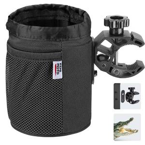 lot 14030 image: KEMIMOTO Motorcycle Cup Holder, Oxford Fabric Motorcycle Drink Holder with 0.6-1.5in Alligator Clamp, Universal Water Bottle Cup Accessories for Bike, ATVUTV, Scooter, Boat, Walkerin