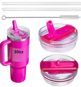 lot 14436 image: 2Pack 30oz Lid Compatible with Stanley Quencher Protour Tumblers,30oz Flip Straw Lid, No Spill 30 oz Tumbler Lids, Tumbler Covers Fit for Stanley Cup Accessories (Hot Pink)