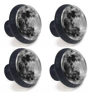 lot 14459 image: Artinhand 4 Pack Moon Kitchen Cabinet Knobs Round Drawer Pulls Black Dresser Cupboard Door Handles