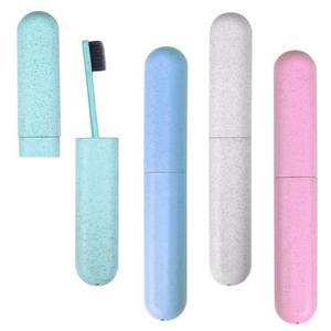lot 14465 image: Hooqict 4 Pack Travel Toothbrush Case Portable Travel Toothbrush Holder Plastic Toothbrush Container Protector Cover for Traveling, Camping, Home, School, Business
